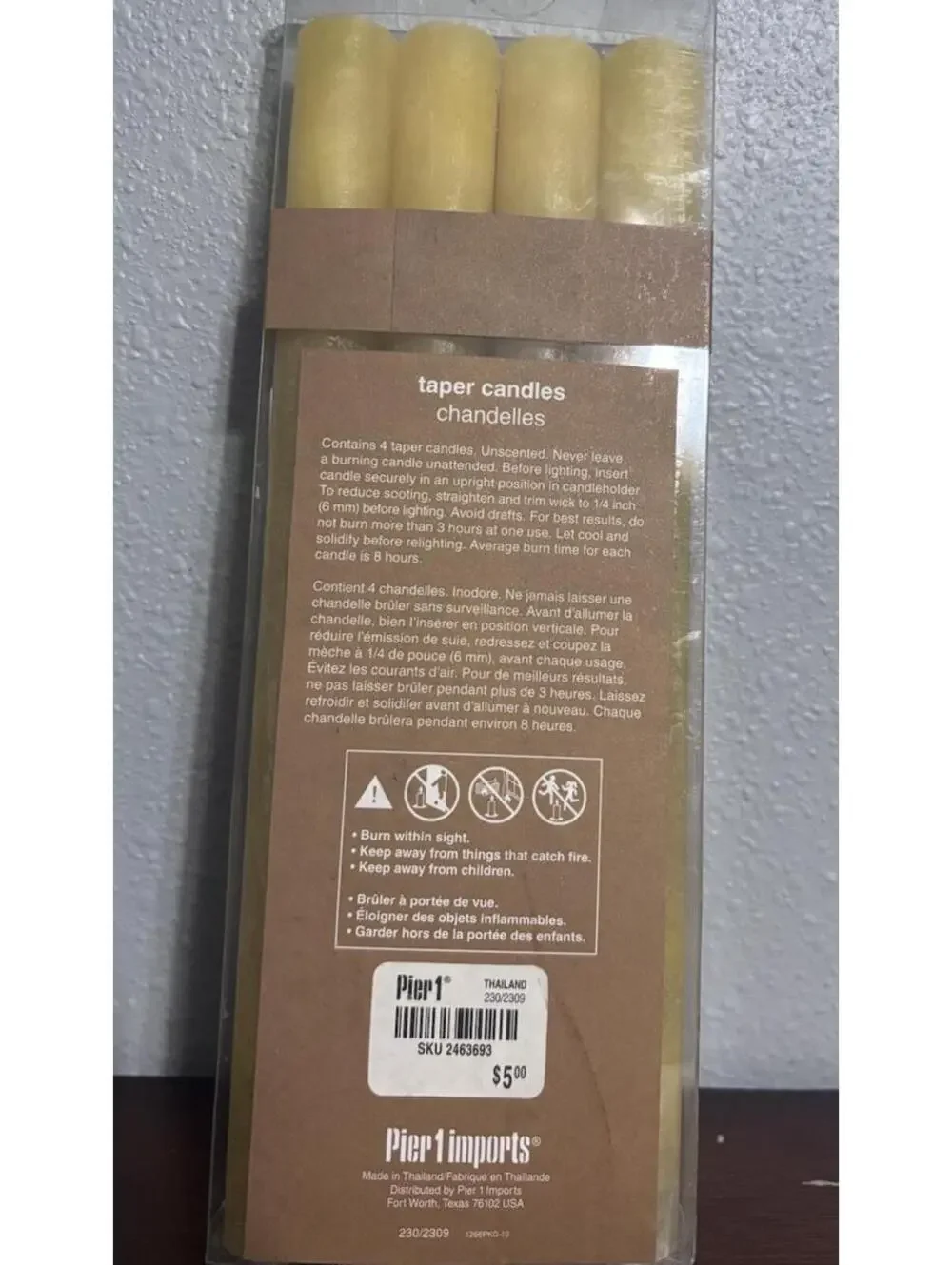 Pier One Taper Candles Unscented Set Of 4. 10” Tall